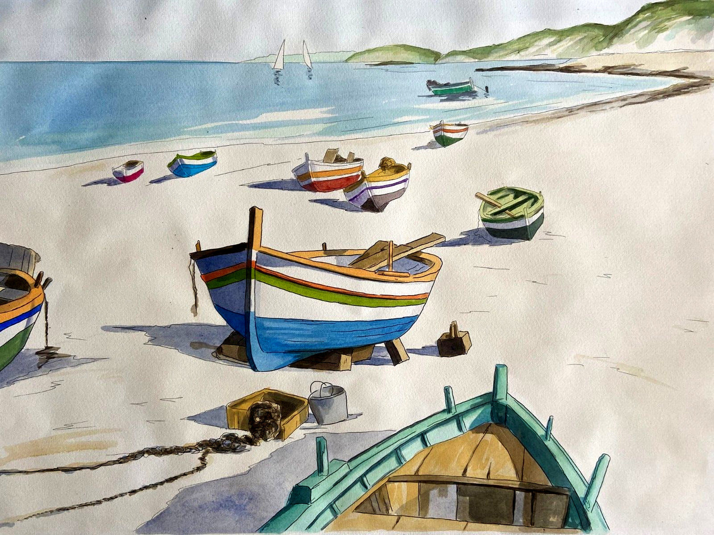 Aldo Riso "Fishermen'S Boats" - Cm 60X80 - Hand Painted Authenticated - Signed