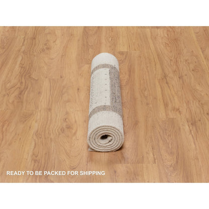 2'7"X6' Ivory Modern Design Soft Wool Hand Knotted Lori Buft Runner Rug