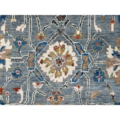 9'X11'10" Gray Heris All Over Design Hand Knotted Pure Wool Oriental Rug