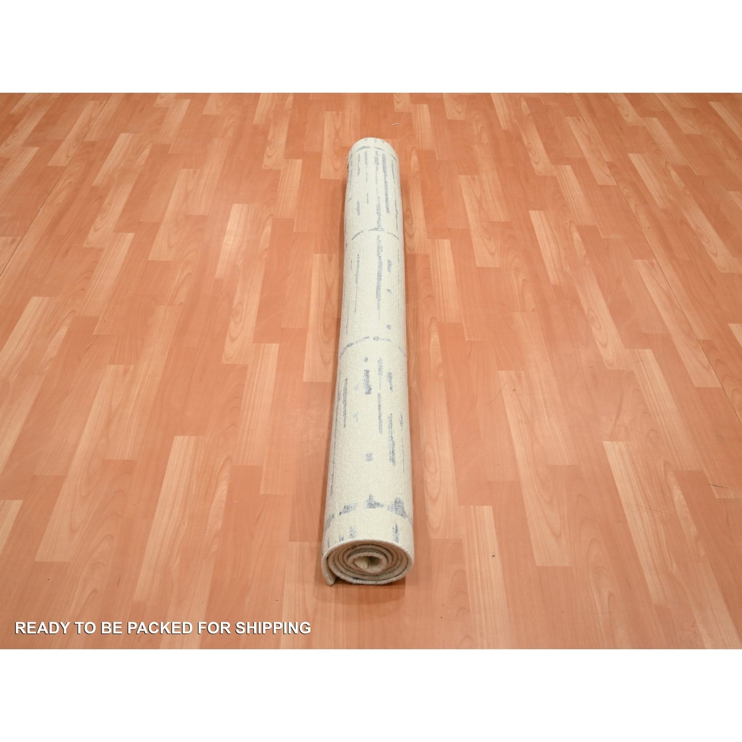 5'X7' Ivory Modern Design Textured Weave Hand Knotted Wool & Silk Rug