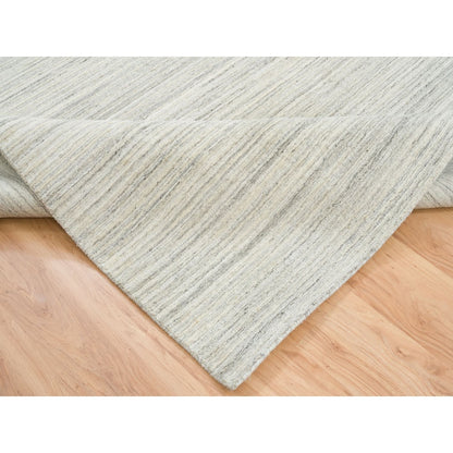 6'1"X9' Ivory Modern Design Hand Loomed Undyed Natural Wool Rug