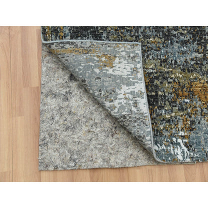 2'6"X20' Gray Soft Wool Hand Knotted Abstract Design Xl Runner Rug
