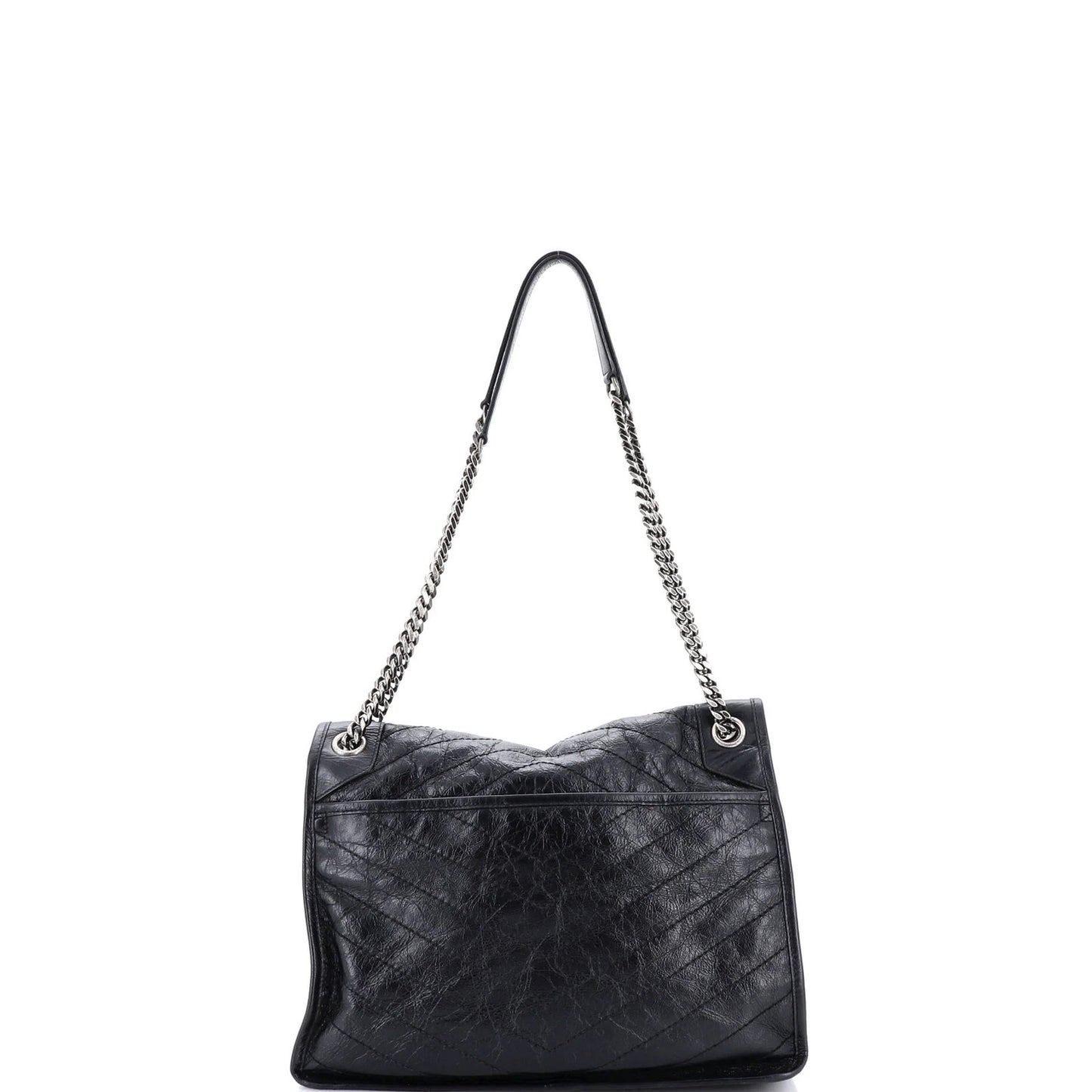 Saint Laurent Niki Chain Flap Bag Matelasse Chevron Leather Large