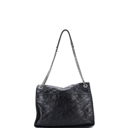 Saint Laurent Niki Chain Flap Bag Matelasse Chevron Leather Large