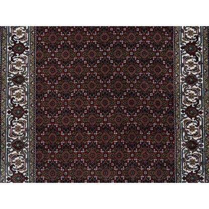 4'X6' Rich Red Hand Knotted Wool And Silk 175 Kpsi Herrita Oriental Rug