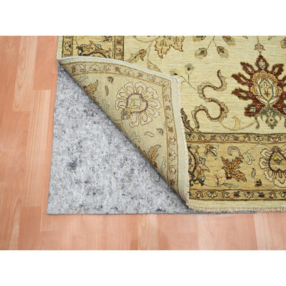 5'8"X7'10" Ivory Agra Ziegler Design Leaf Pattern Hand Knotted Wool Rug