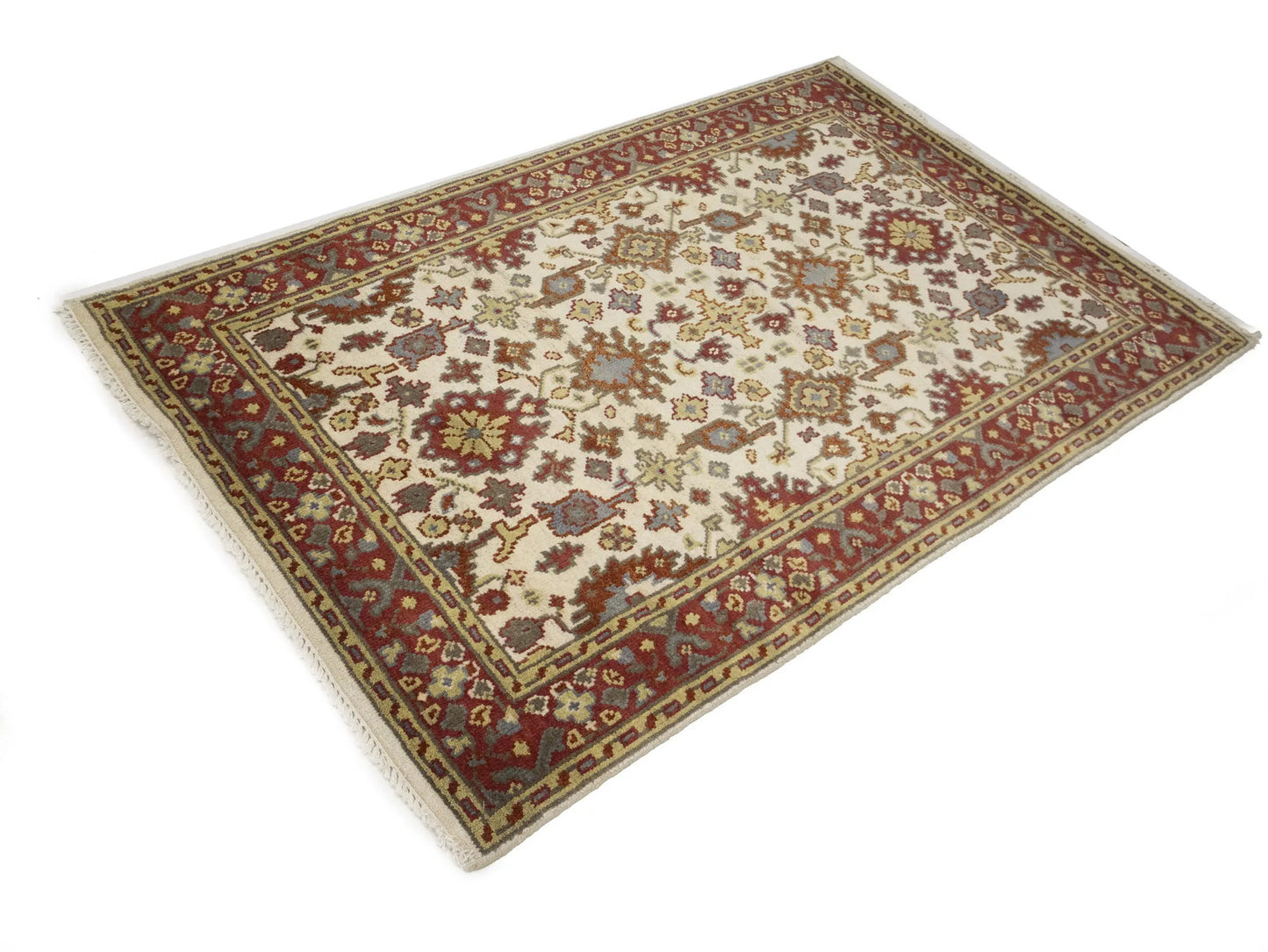 Cream Oushak Chobi Oriental Rug Handmade Large Floral Room Dcor Carpet 4X6 ft