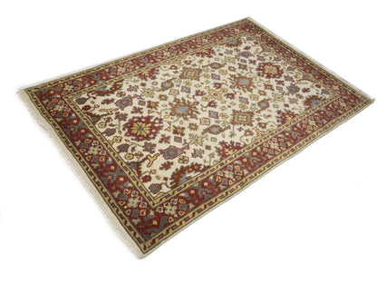 Cream Oushak Chobi Oriental Rug Handmade Large Floral Room Dcor Carpet 4X6 ft