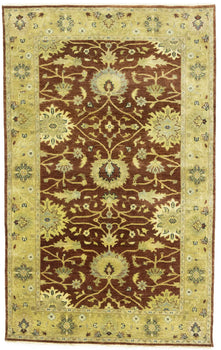 Rust Oushak Chobi Hand-Knotted Wool Rug Floral