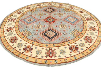 Handmade Kazak Round Rug 8X8 ft Geometric
