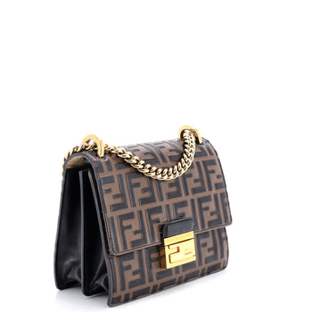 Fendi Kan U Shoulder Bag Zucca Embossed Leather Small