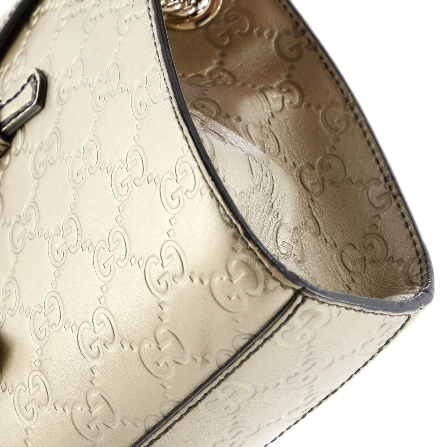 Gucci Emily Chain Flap Shoulder Bag Guccissima Leather Small