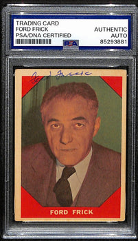 Ford Frick HOF Signed/Auto 1960 Fleer Card #74 MLB Commissioner PSA/DNA 190895