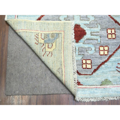 8'10"X11'8" Blue Anatolian Design Soft Wool Hand Knotted Oriental Rug