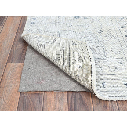 2'2"X9' Link White Fragment Vintage Zoroastrian Tebraz Runner Oriental Rug