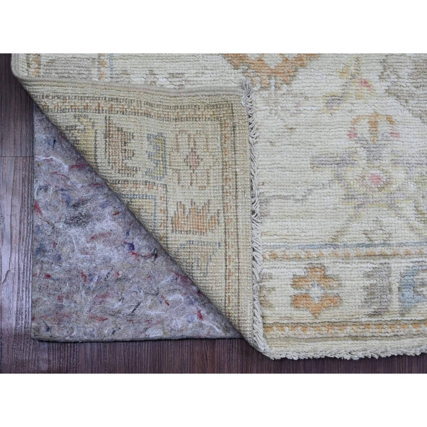 2'10"X10' Gray Hand Knotted Angora Oushak Leaf Design All Wool Runner Rug