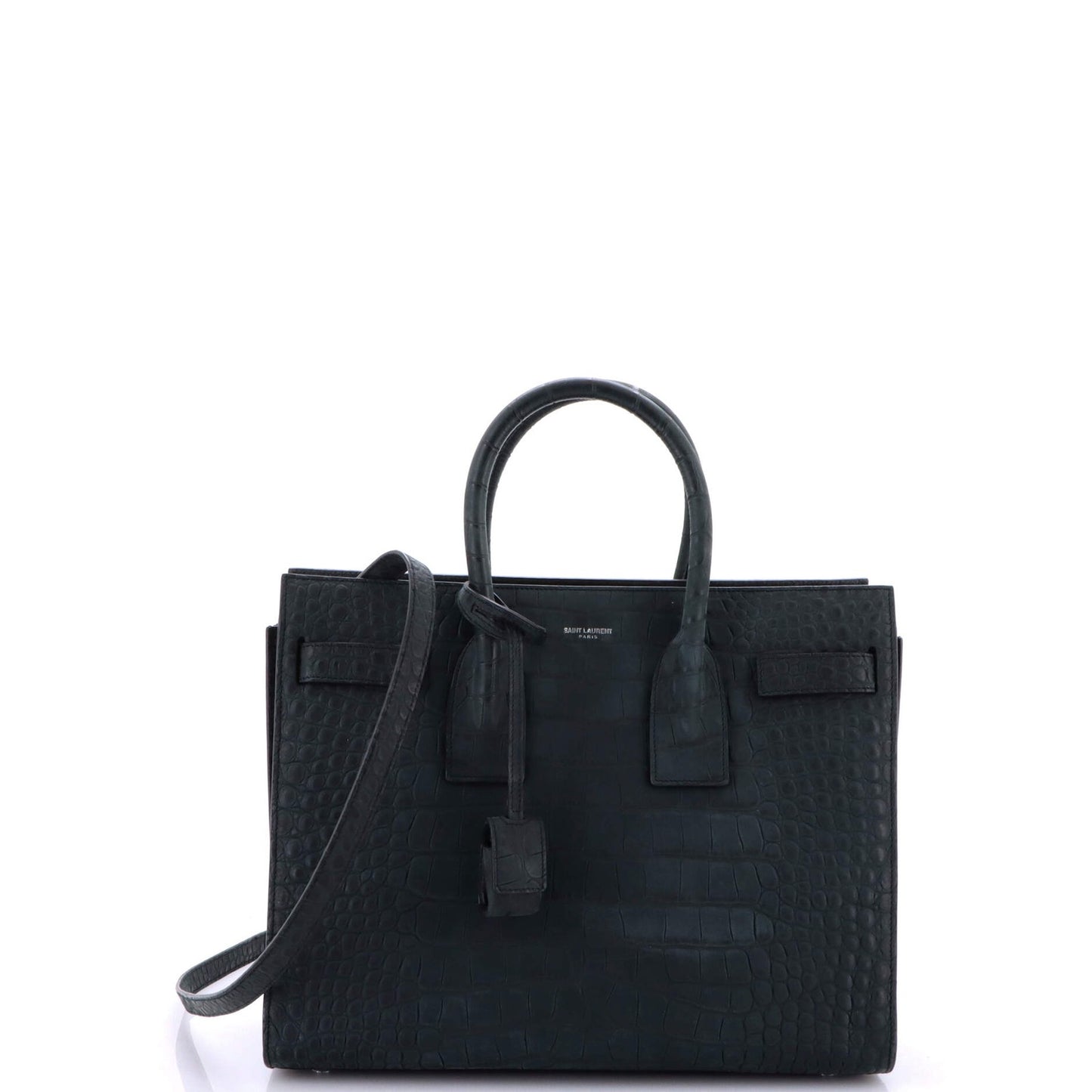 Saint Laurent Sac De Jour Nm Bag Crocodile Embossed Leather Small