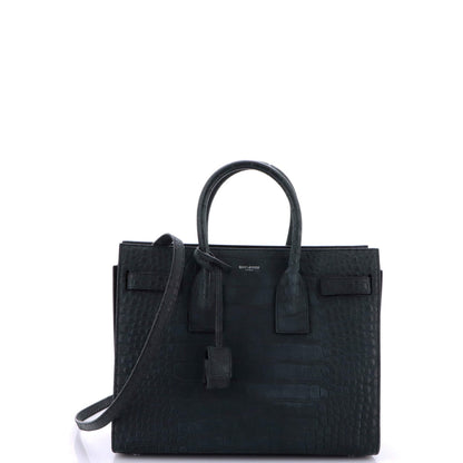 Saint Laurent Sac De Jour Nm Bag Crocodile Embossed Leather Small