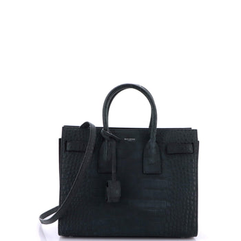 Saint Laurent Sac De Jour Nm Bag Crocodile Embossed Leather Small