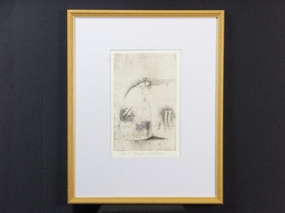 Veronika Pale?Kova Original Etching "Philosopher" 2/30 Signed Czech Surreal Art