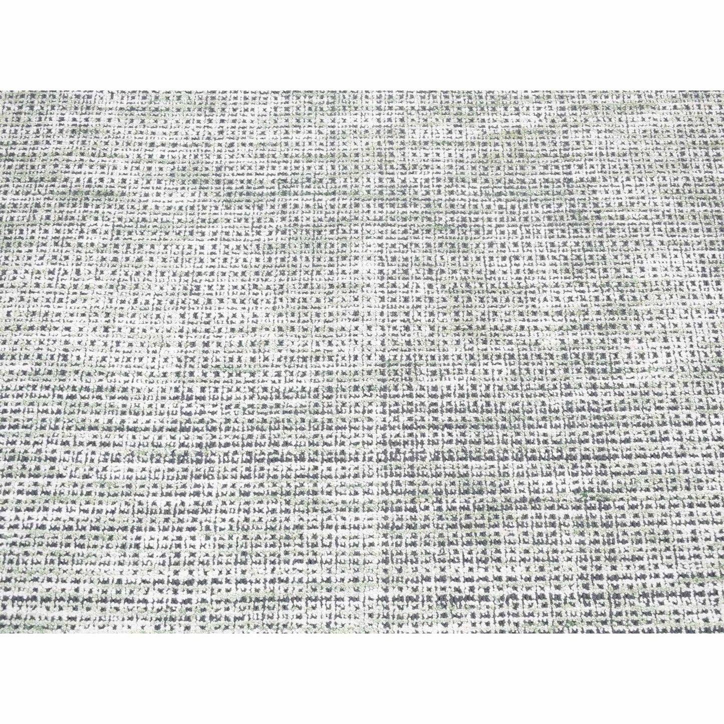 9'1"X12'1" Green Modern Design Wool And Art Silk Hand Loomed Rug