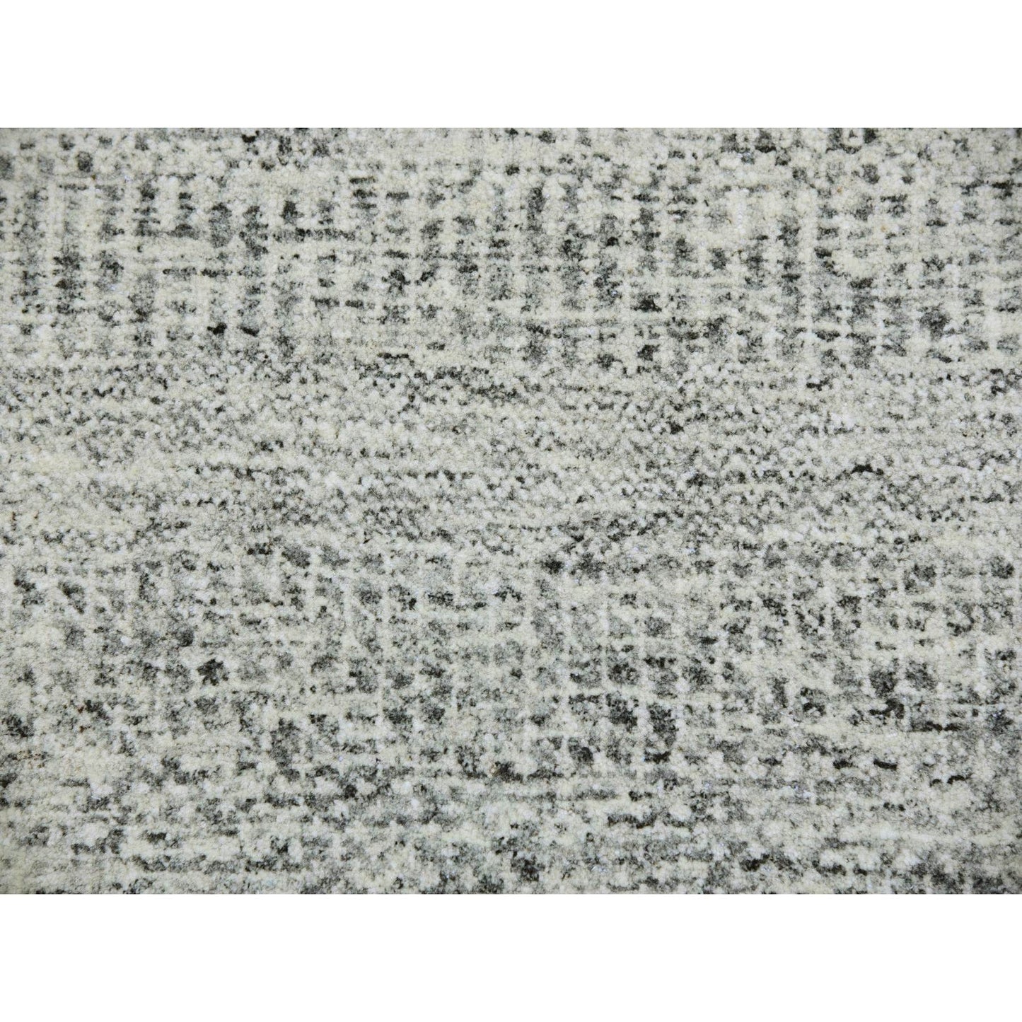 11'X11' Bright Gray Undyed Wool Grass Design Hand Knotted Round Rug