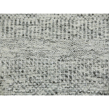 11'X11' Bright Gray Undyed Wool Grass Design Hand Knotted Round Rug