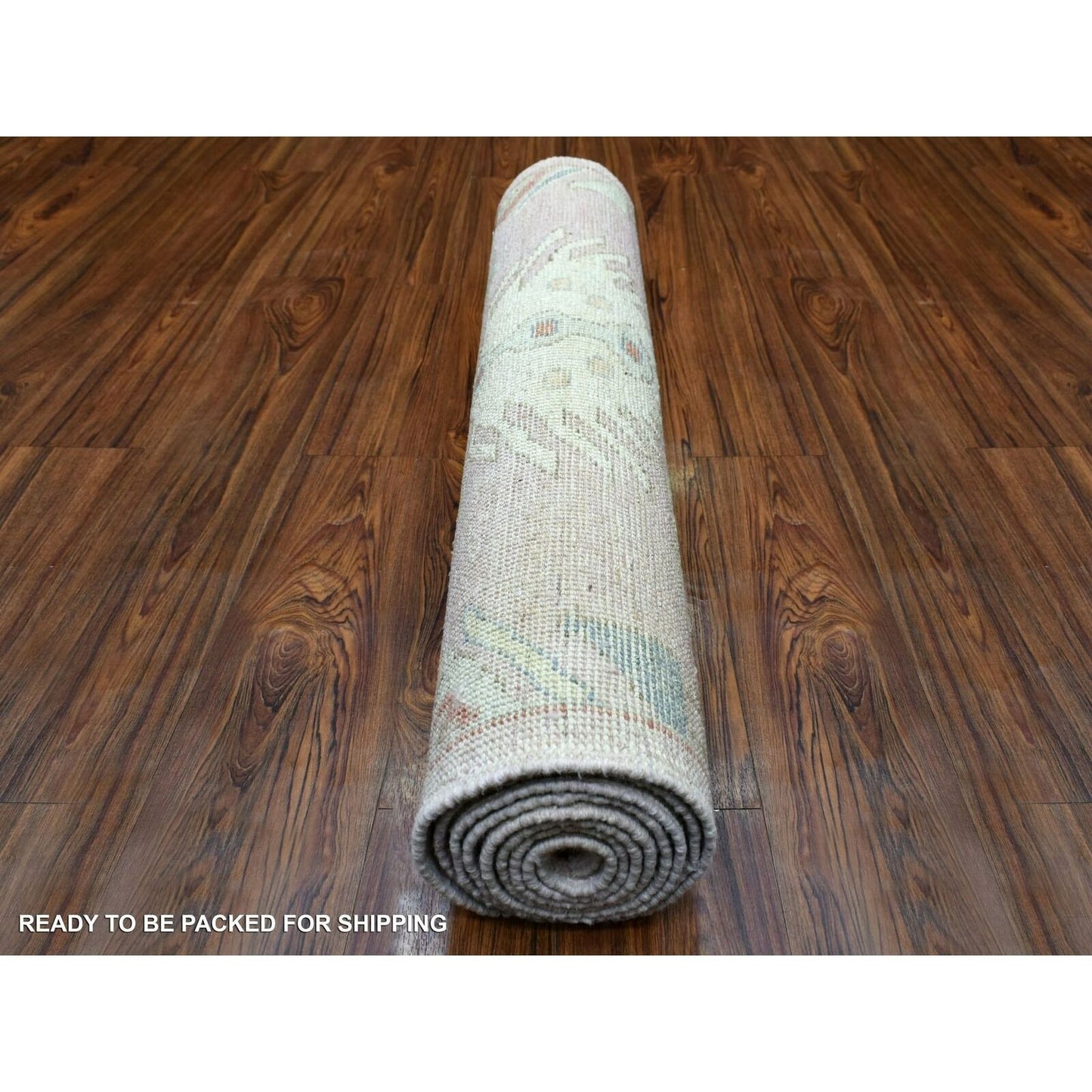 3'4"X9'9" Anatolian Village Wool Hand Knotted Pink Wide Runner Rug