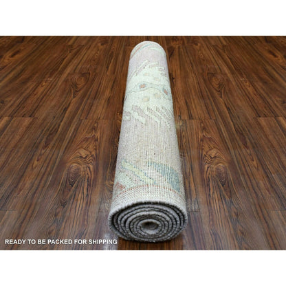 3'4"X9'9" Anatolian Village Wool Hand Knotted Pink Wide Runner Rug