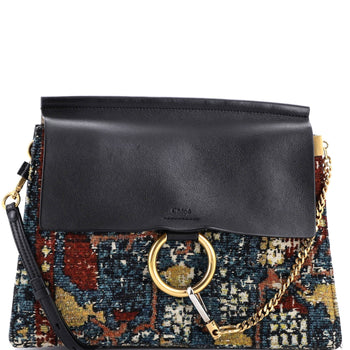 Chloe Faye Shoulder Bag Leather And Tapestry Medium