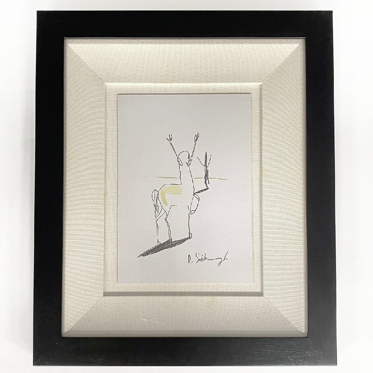Mark Kostabi 1984 Original Painting Drawing Black Ink On Paper Signed Coa