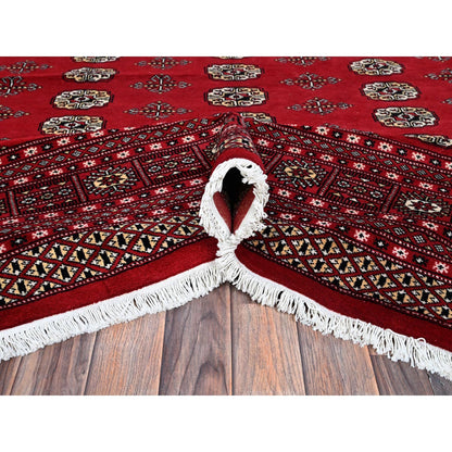 9'2"X12'4" Scarlet Red Princess Bokara Soft Wool Hand Knotted Rug