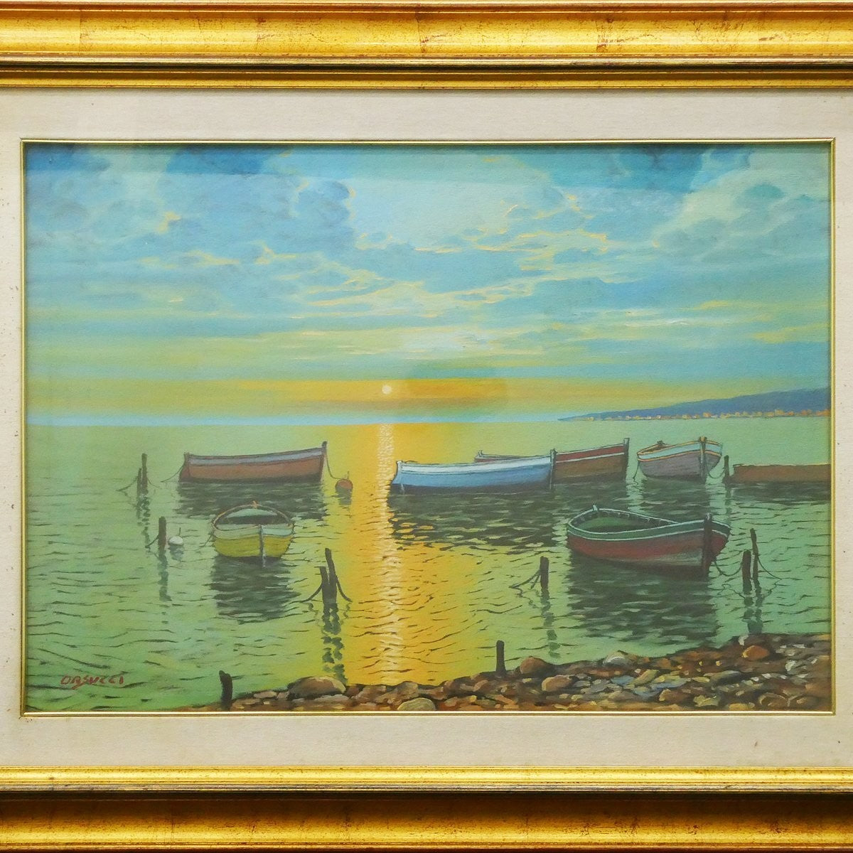 Massimo Orsucci Original Oil Canvas Signed Italian Seascape Framed COA