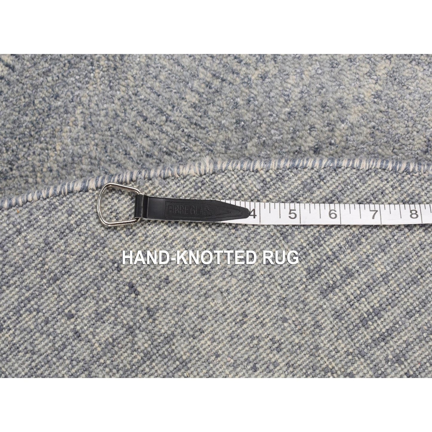 5'10"X5'10" Gray Wool And Silk Grass Design Hand Knotted Round Rug