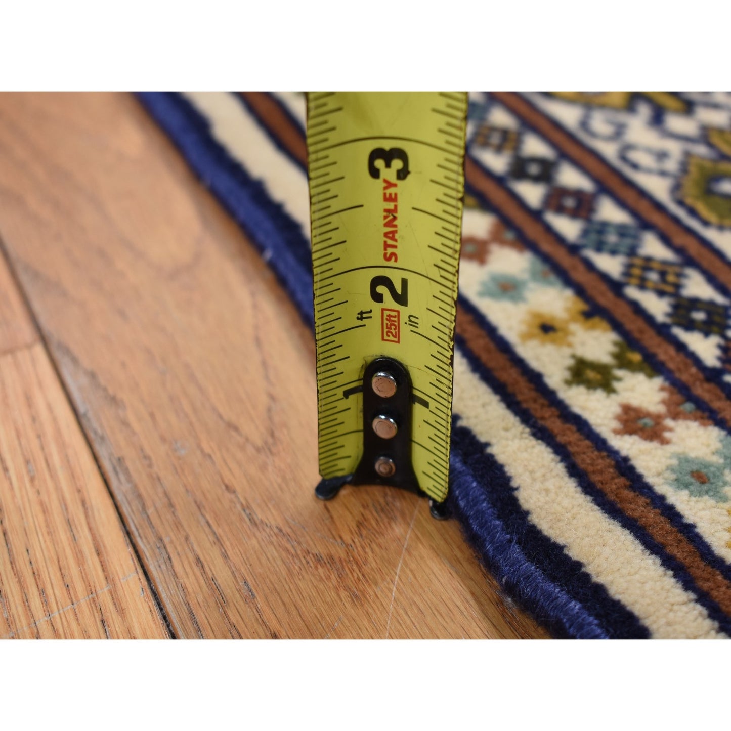 4'3"X5'7" Cream Color Hand Knotted Pure Wool Turkoman Bokara Design Rug