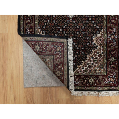 2'7"X24'1" Black Tebraz Mahi Fish Design Hand Knotted Wool Xl Runner Rug