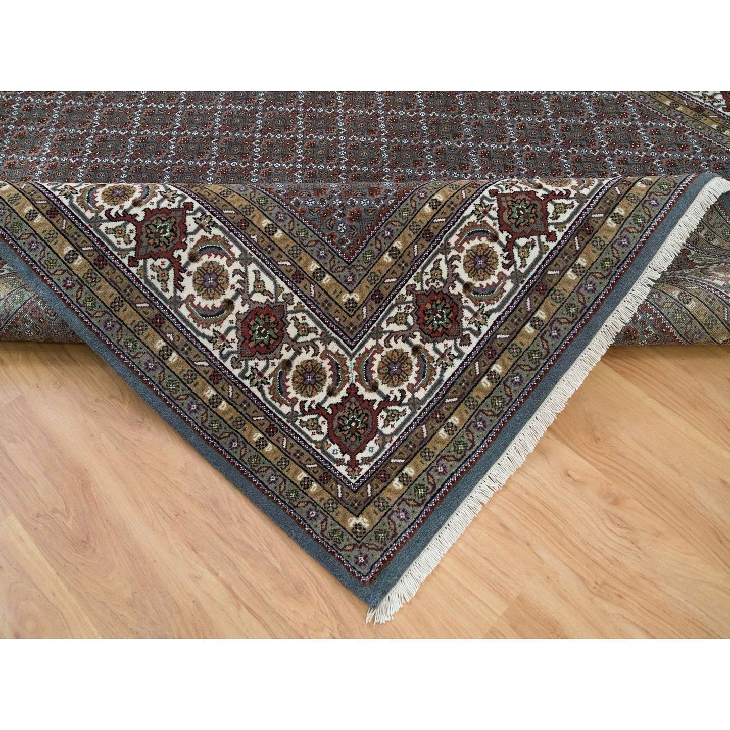 8'1"X10' Black Coral Gray 175 Kpsi Herrita Design Wool Hand Knotted Rug