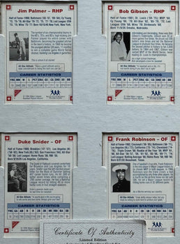 1994 Nabisco All Star Legends Autographs 4-Card Set Framed