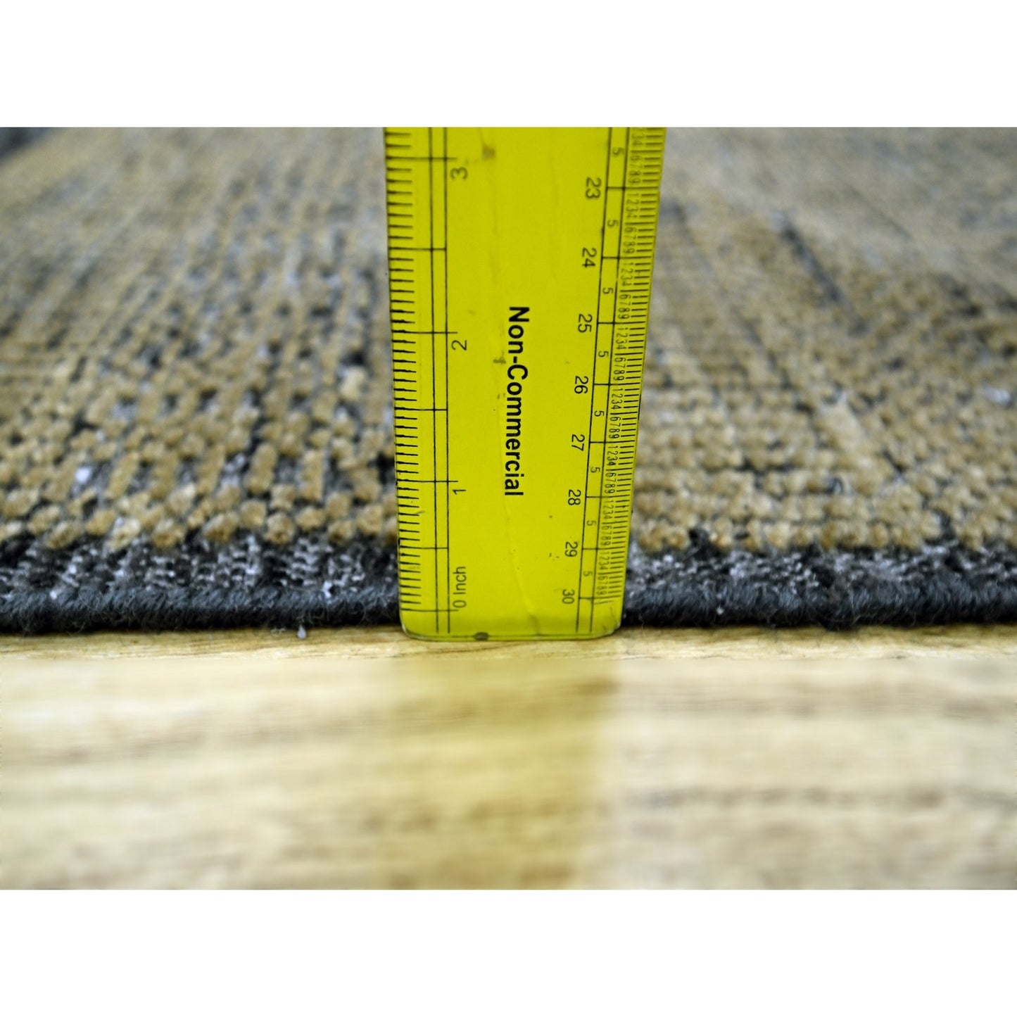 2'X3' Black & Brown Oxidized Grass Design 100% Wool Hand Knotted Mat Rug