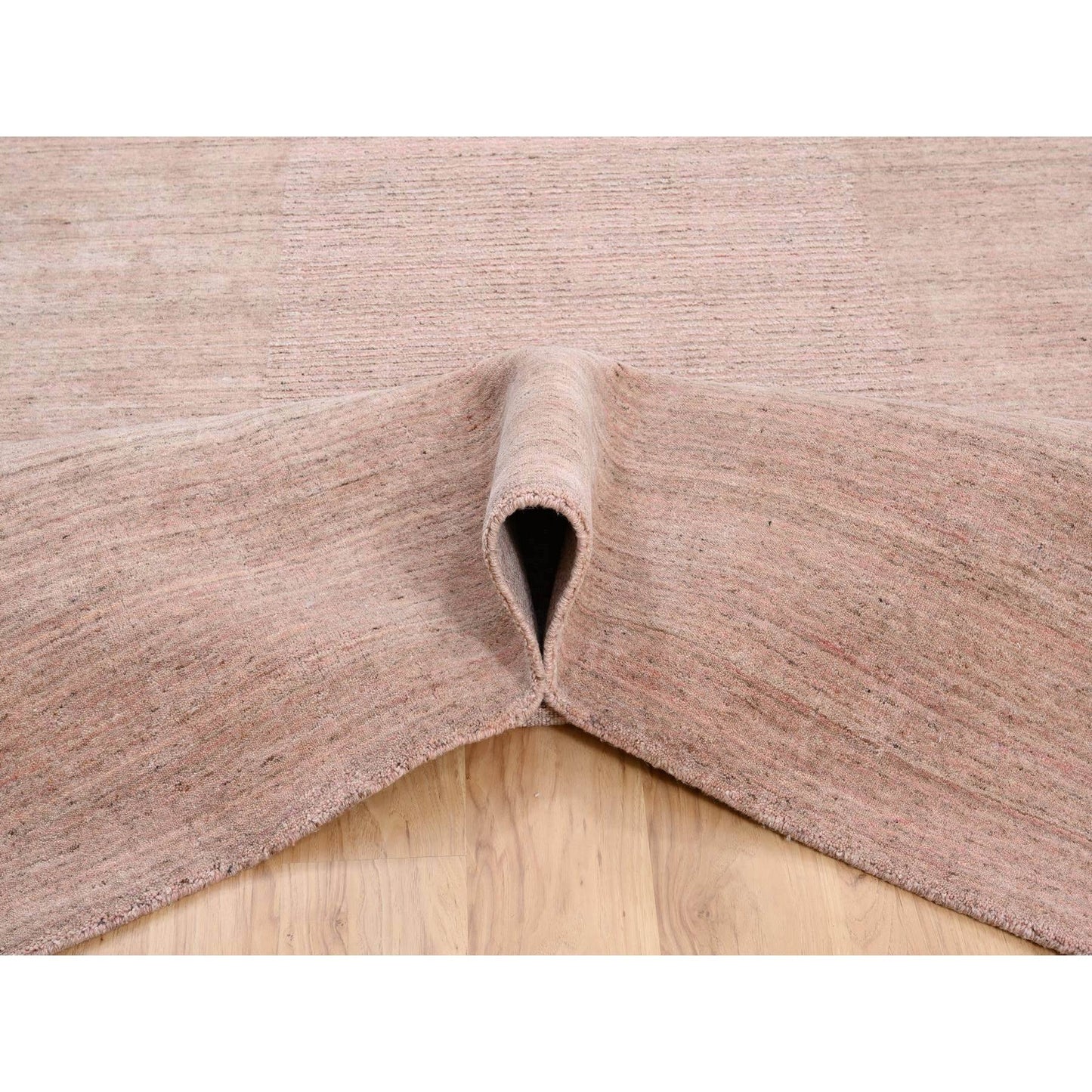 9'3"X12' Modern Design Hand Loomed Soft Wool Coral Pink Oriental Rug