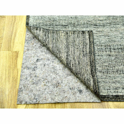 12'2"X15' Gray & Black Hand Knotted Oxidized Grass Design Oversized Rug