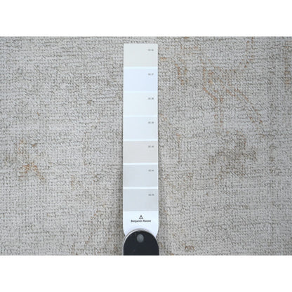 2'9"x12' Pure Silver Gray Afghan Angora Oushak Runner Oriental Rug