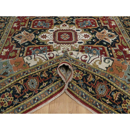 Oriental 8'8"x12' Red Hand Knotted Wool Rug Antiqued Fine Heris Revival
