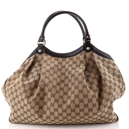 Gucci Sukey Tote Gg Canvas With Leather Large
