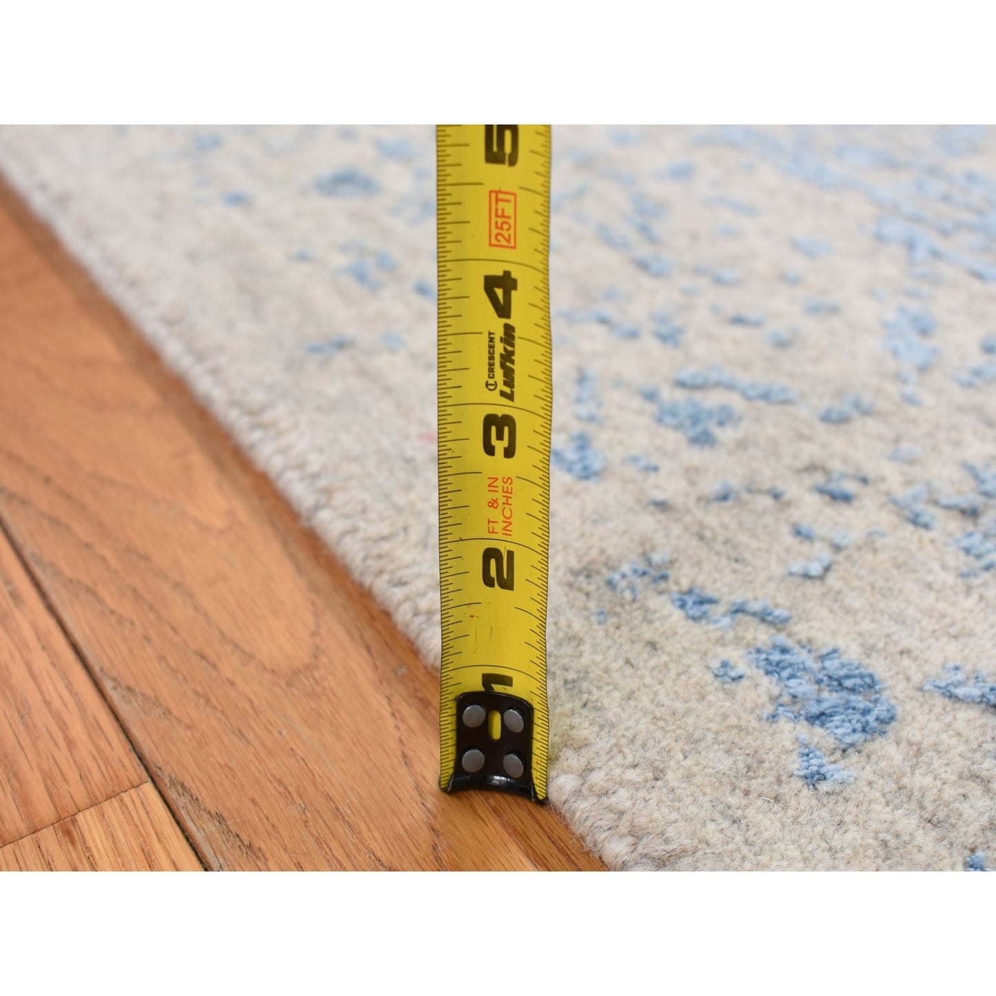 5'10"X8'9" Blue Hand Loomed Broken Pomegranate Design Tone On Tone Rug