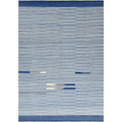 6'4"X9'1" Flat Weave Nomadic Stripe Design Kilim Hand Woven Rug