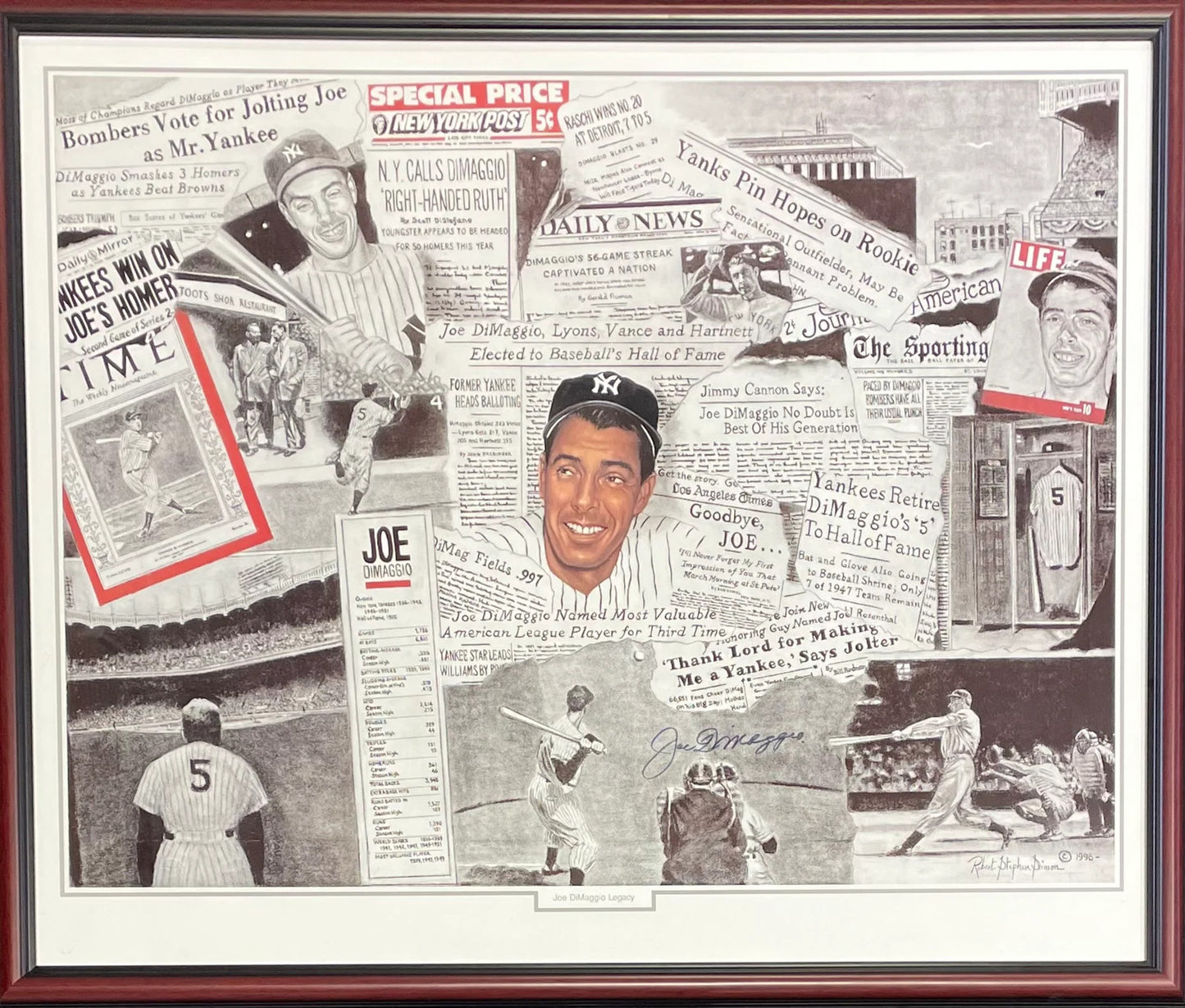 Joe Dimaggio Autographed Framed Poster (Jsa)