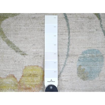 9'X11'9" White Colorful Botanical Garden Design All Wool Hand Knotted Rug