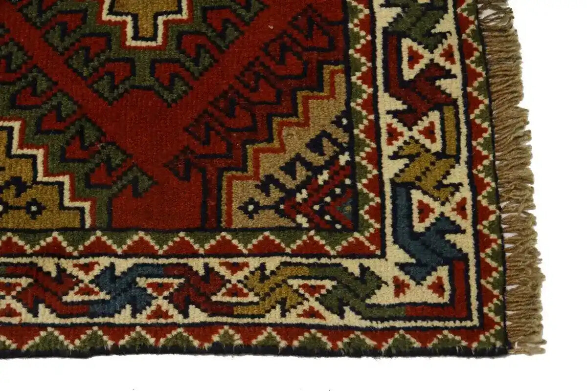 Carpet 3'4X6'3 ft Handmade Wool Oriental Rug Geometric Tribal Design Farmhouse