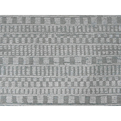 9'7"X14'3" Light Green Geometric Moroccan Weave Hand Knotted Wool Rug